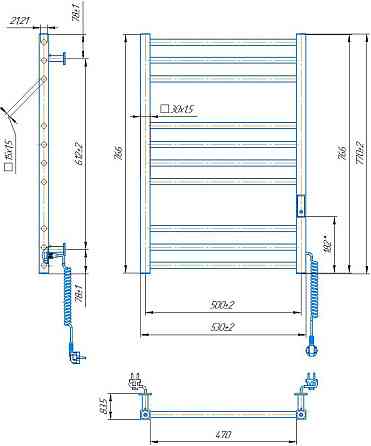 Электрический полотенцесушитель Mario Киото-I 770х530/500 TR К 2.0 Киев