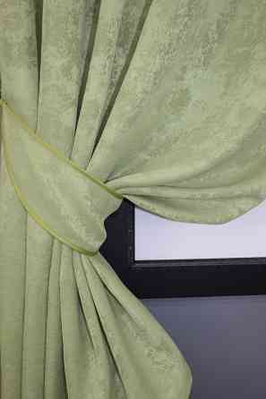 Комплект коротких штор VR-Textil Жакард Sultan YL № 1367ш Світло-оливковий 130х170 см 2 шт (35-0082) Київ