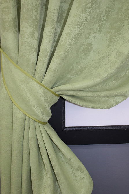 Комплект коротких штор VR-Textil Жаккард Sultan YL № 1367ш Светло-оливковый 130х170 см 2 шт (35-0082) Киев - изображение 3