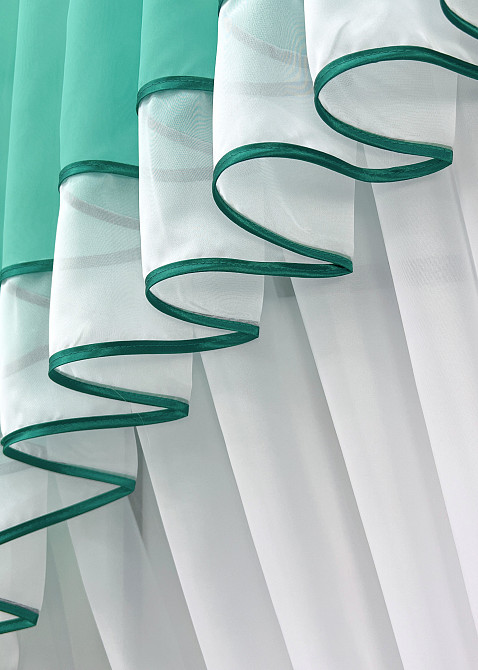 Кухонний комплект VR-Textil № 062к шторка з ламбрекеном бірюзовий з білим 150х170 см (52-1170) Київ - фото 5