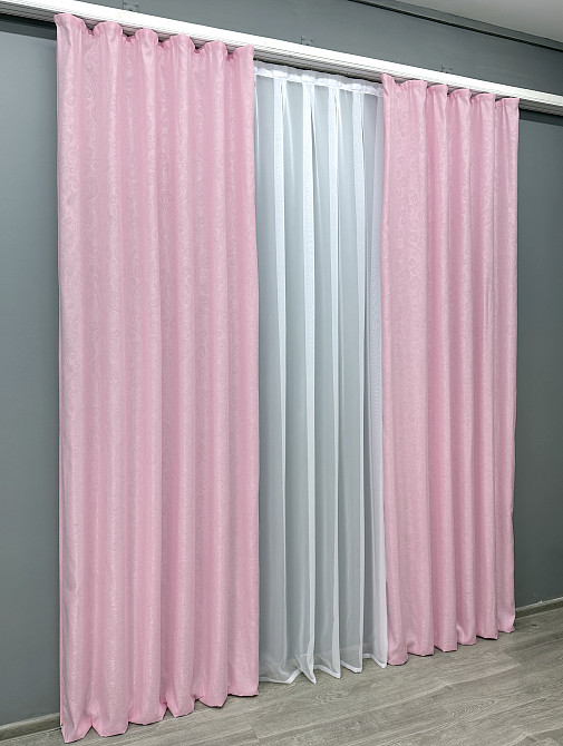 Комплект готовых штор VR-Textil Софт № 1740ш Розовый 100х280 см 2шт (31-822) Киев - изображение 4
