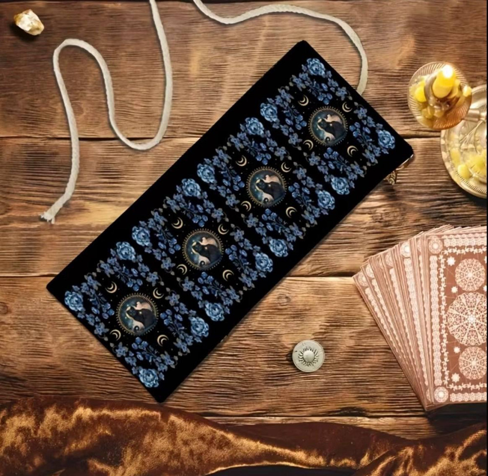 Мішечок для карт таро з принтом чорного кота, сумка для зберігання карт таро і оракулів 38×17 см Київ - фото 4