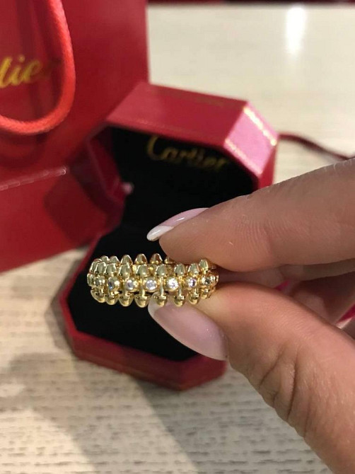 Кільце Cartier Juste un Clou ("зубчики") / подарункове паковання / покриття лимонне золото 18К / з цирконієм Одеса - фото 2