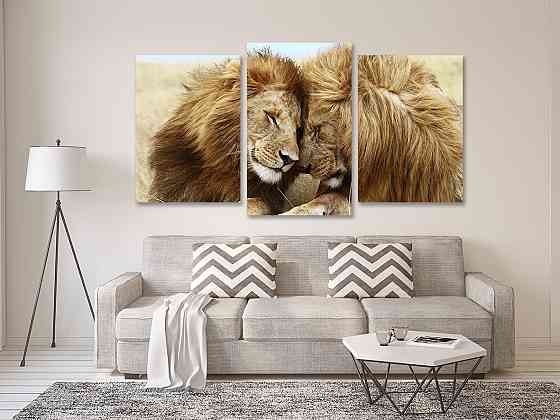 Модульна картина у вітальню/ спальню Закохані Леви   Art-565_3 70x130 см Київ