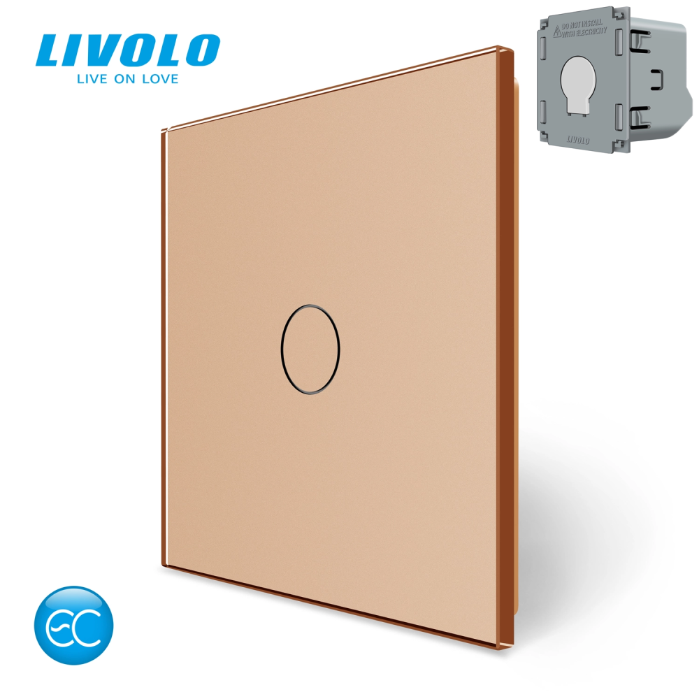 LIVOLO Комплект бездротовий сенсорний вимикач з реле LIVOLO золотий матове скло Коломыя - изображение 1
