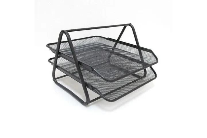 DSCN1088-B Лоток/бумаги метал.горизонт."Сетка" 2отдел,черн,1шт/этикетка, шт Київ - фото 1