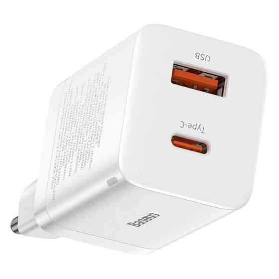 Мережевий зарядний пристрій Baseus Super Si Pro Quick Charger Type-C+USB 30W білий Львів