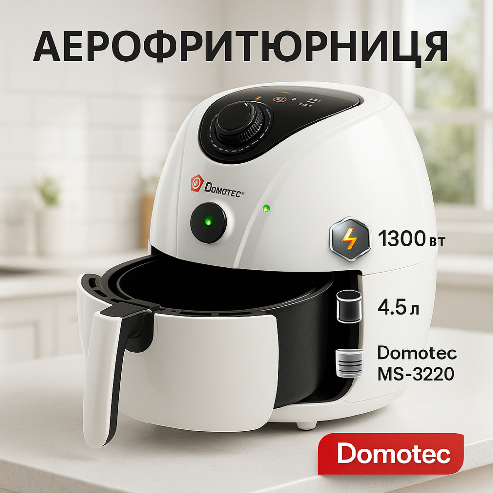 Мультипіч для приготування без олії Domotec MS-3220 1300Вт 4.5л, Повітряна фритюрниця аерогриль GQ-55 Львів - фото 20