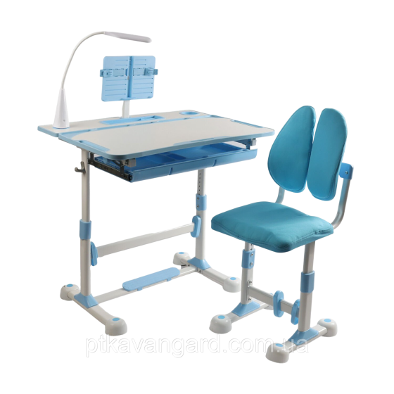 Парта школьная детская со стульчиком и настольной лампой S-71400 / Комплект растущая парта и стул, розовый Хмельницкий