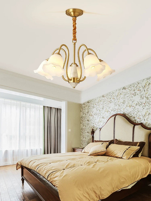 Люстра світлодіодна стельова 5029 Золотистий (5 плафонів) Вінниця - фото 2