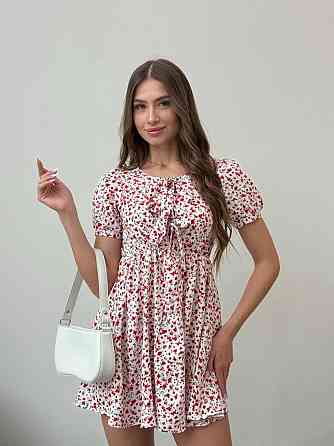 Жіноче легке романтичне мініплаття у квітковий принт турецький софт Білий 2, 46/48 Одеса