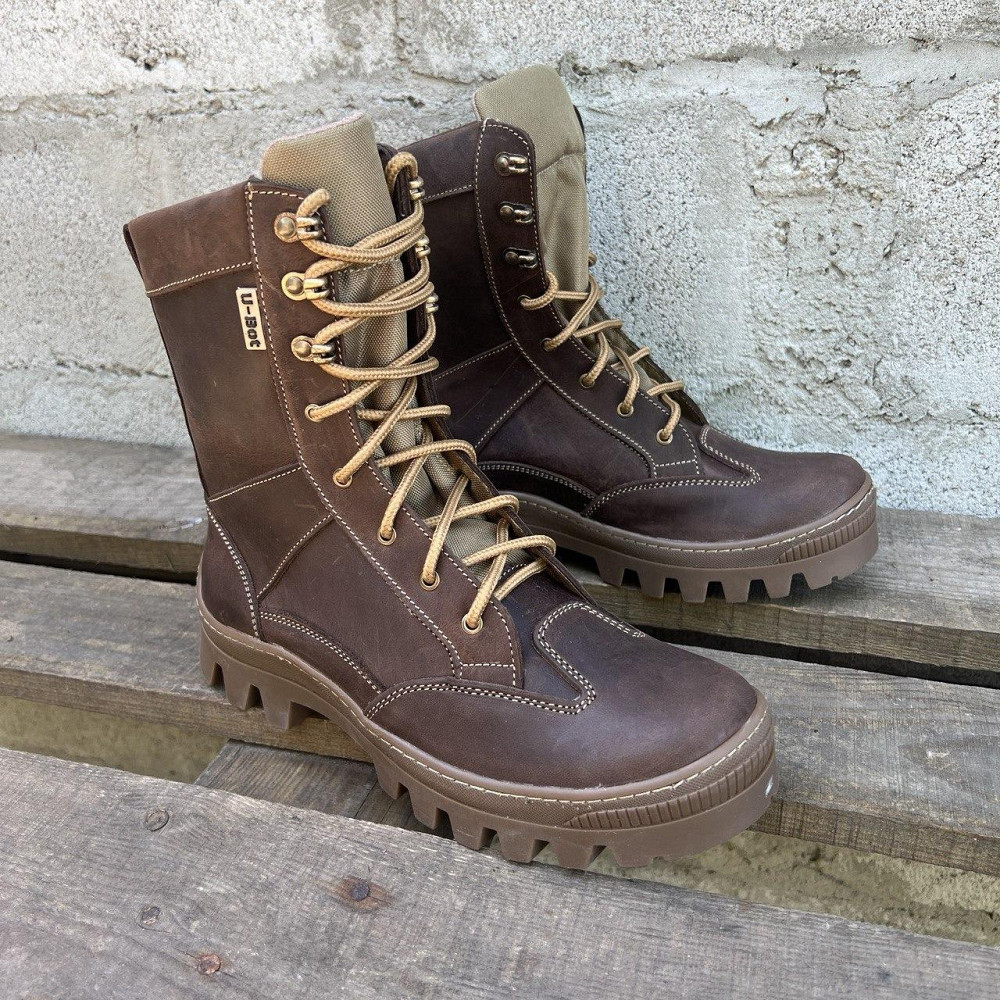 Військові чоловічі берці демісезонні коричневі ,шкіряні тактичні високі берці прошити та проклеєні Львів - фото 7