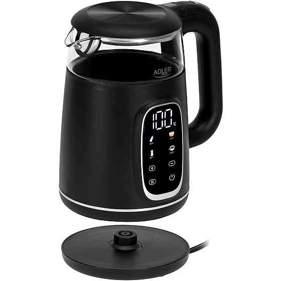 Електрочайник Adler AD 1305 black silver 1850-2200Вт/ 1.7л/ скло/ встановлення температури/ Вінниця