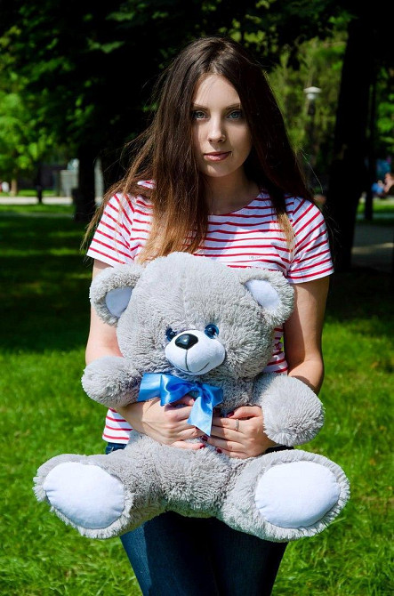 Плюшевий ведмедик М'яка іграшка Томии 65 см Сірий Тернопіль - фото 3