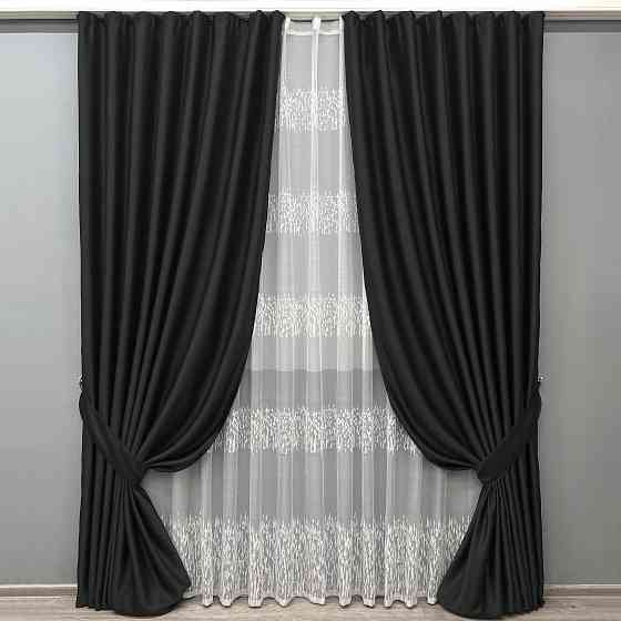 Комплект штор VR-Textil Bagema Rvs 200х270 2шт і Тюль 500х270 1895ш-1675т Чорний з білим 71-170/6 Київ