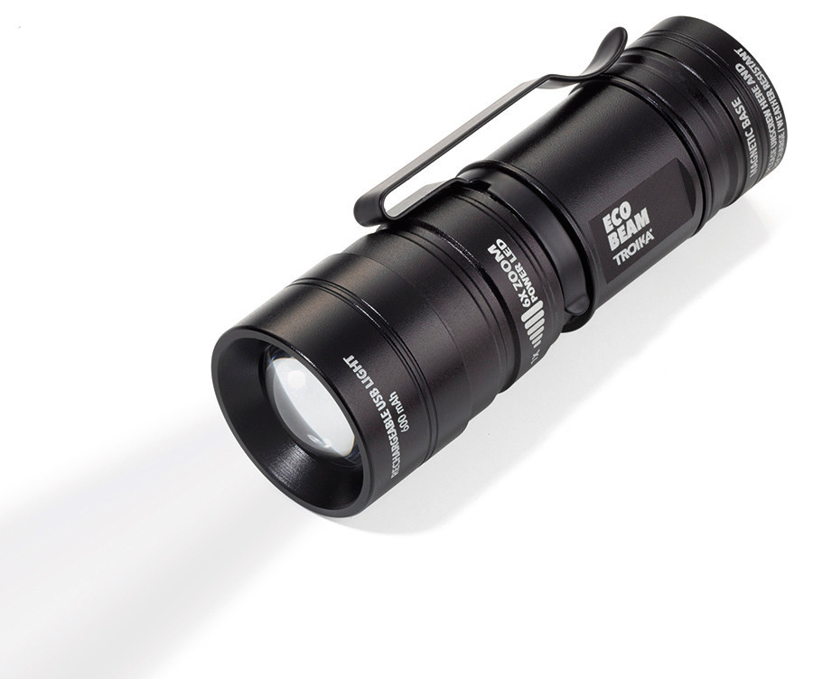 Профі-ліхтарик з USB-зарядкою Troika Eco Beam, метал, оптика Рівне - фото 1