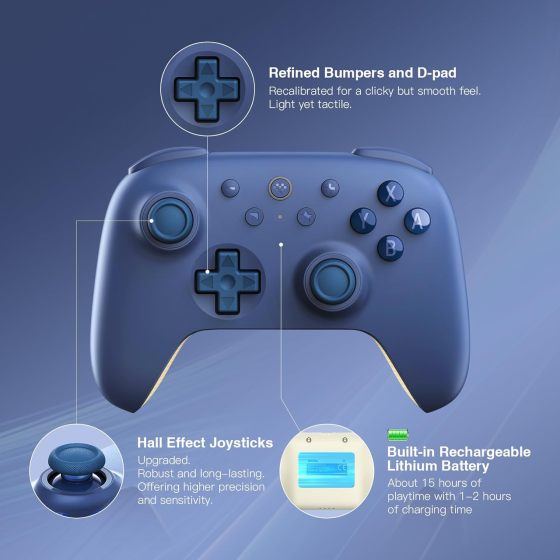 Беспроводной геймпад 8BitDo Ultimate 2C Bluetooth для Nintendo Switch / Switch 2, Hall Effect, Turbo, 6-осевое управление, L4/R4 Киев