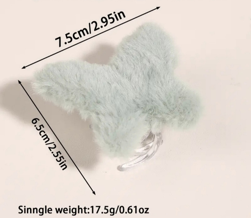 Шпилька крабік із хутра "Метелик" Блакитний Сміла - фото 2