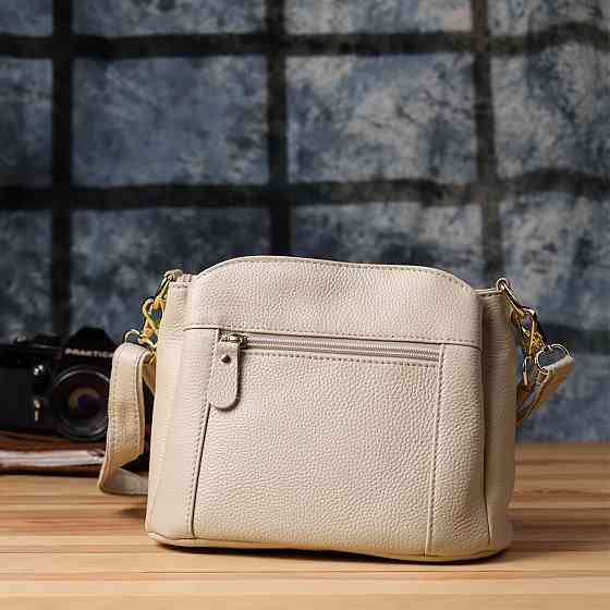 Жіноча шкіряна сумка з трьома секціями Vintage 22980 Білий Київ