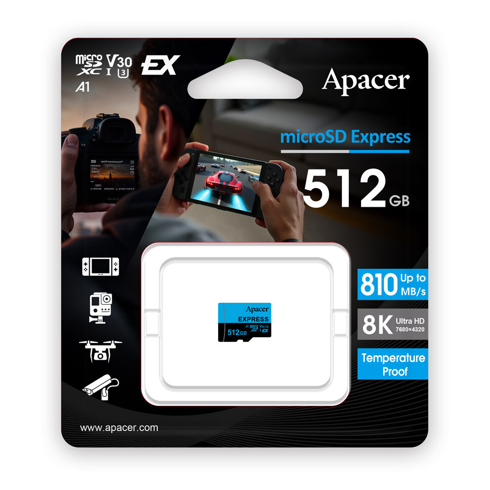 Карта пам'яті microSDXC  (UHS-1 U3) Apacer Express 512Gb class 10 V30 A1  Read/Write:810/700 MB/sec (Compatible with Nintendo Київ - фото 2