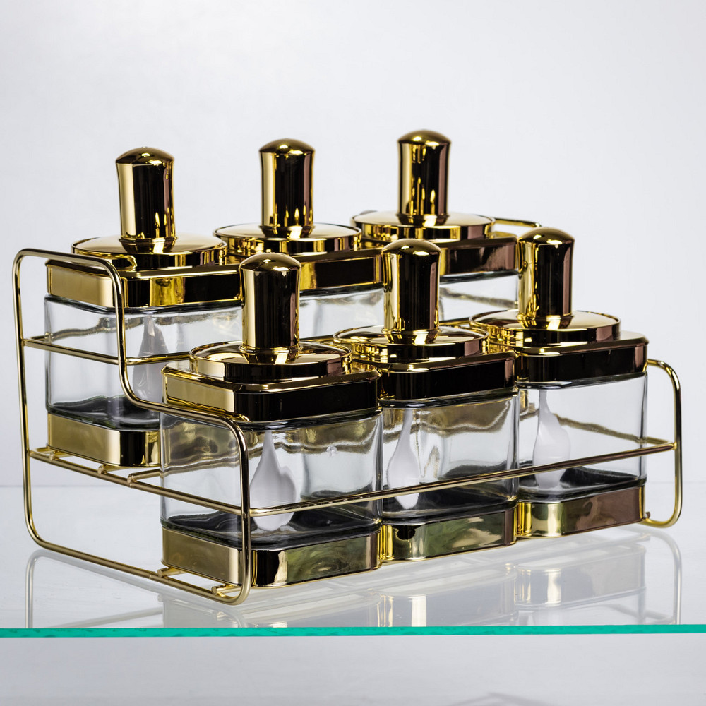 Yiwu Набір банок для сипучих продуктів із ложкою 6 шт, золото HP-1337 Коломыя - изображение 1