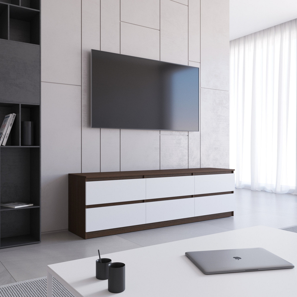 Тумба под телевизор VAYS R-12, 6 ящиков без ручек, ЛДСП, 180×40×53 см Львов - изображение 7