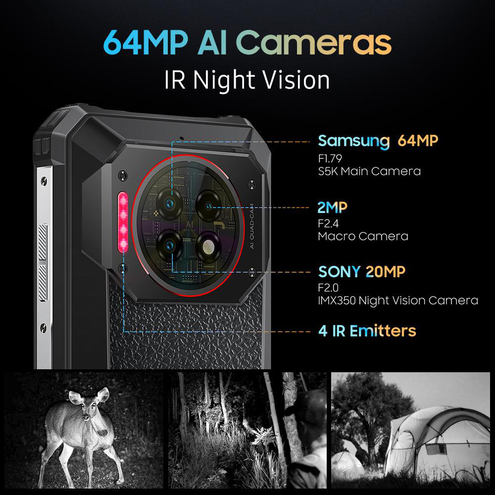 Смартфон Oukitel WP19 pro 6.78”FHD+/8GB/256GB/G99/22000mAh/64+16Мп IR Night Vision/IP69K/NFC/Blac Вінниця - фото 10