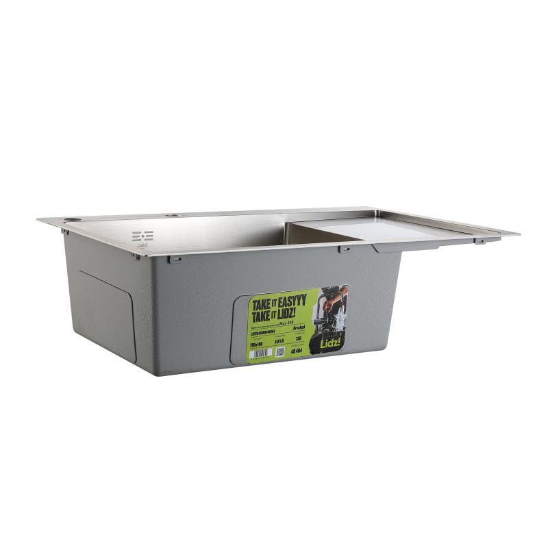 Мойка для кухни интегрированная Lidz Handmade Max 500 H7849R Brushed Steel, 3,0/1,0 мм, крыло справа, увеличенная чаша Киев - изображение 4