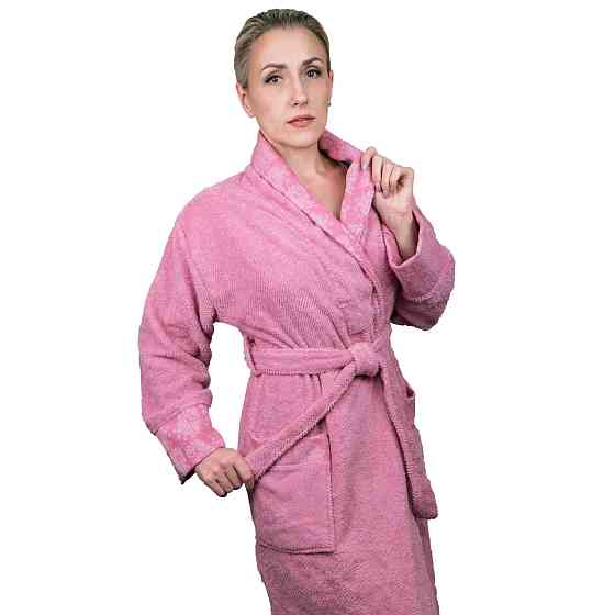 Махровий халат GM Textile 100% бавовна 400 г/м2 (Рожевий) XL-XXL Суми