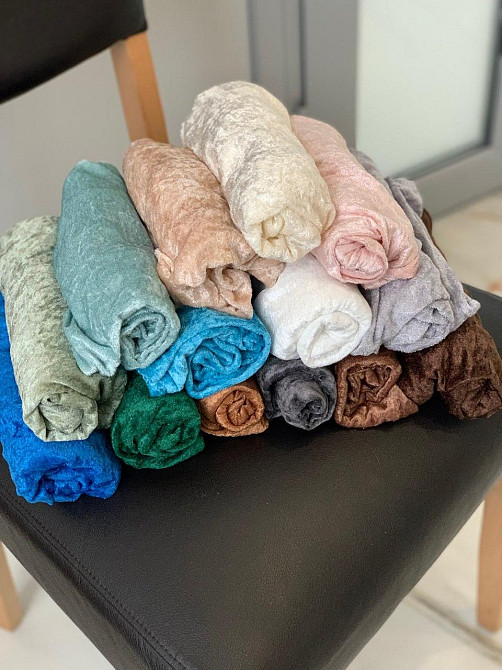 Универсальный натяжной чехол накидка на стул со спинкой велюр черный Royan Турция 0003 Белая Церковь - изображение 2