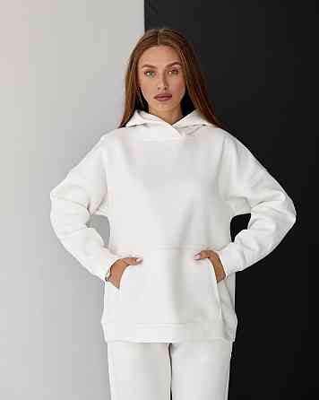 Женский спортивный теплый костюм оверсайз Молочный M Харьков