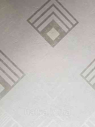 Шпалери вінілові на флізелін AS creation New-life геометрія білі квадрати сріблясті на білому під штукатурку Київ
