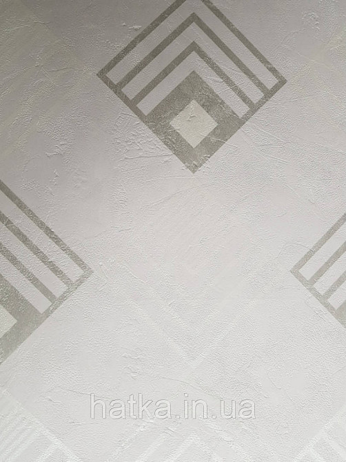 Шпалери вінілові на флізелін AS creation New-life геометрія білі квадрати сріблясті на білому під штукатурку Київ - фото 1