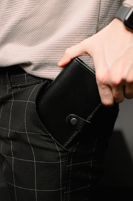 Портмоне чоловіче із натуральної гладкої шкіри SR015 (Чорний) Суми - фото 4