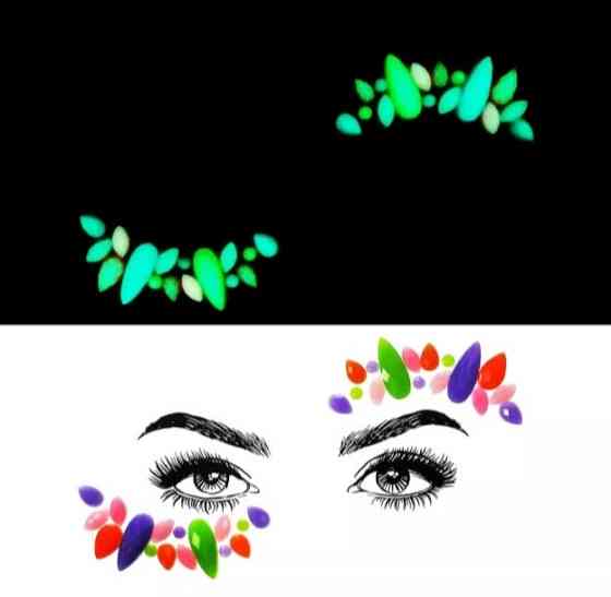 Камені стрази для обличчя люмінесцентні плпастикові one size різнобарвний Київ