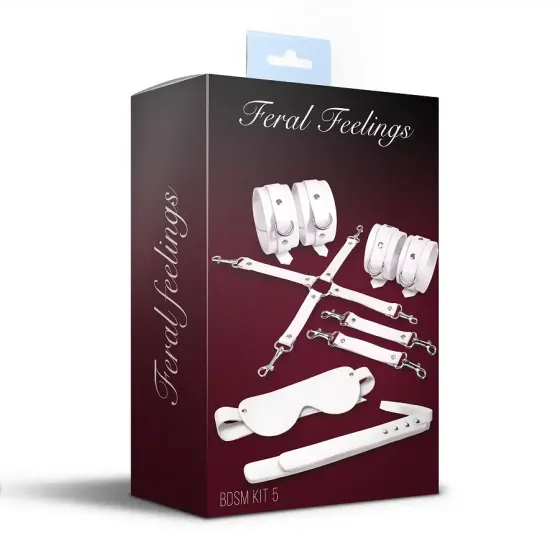 Набір Feral Feelings BDSM Kit 5 White, наручники, поножі, хрестовина, маска, падл Львов