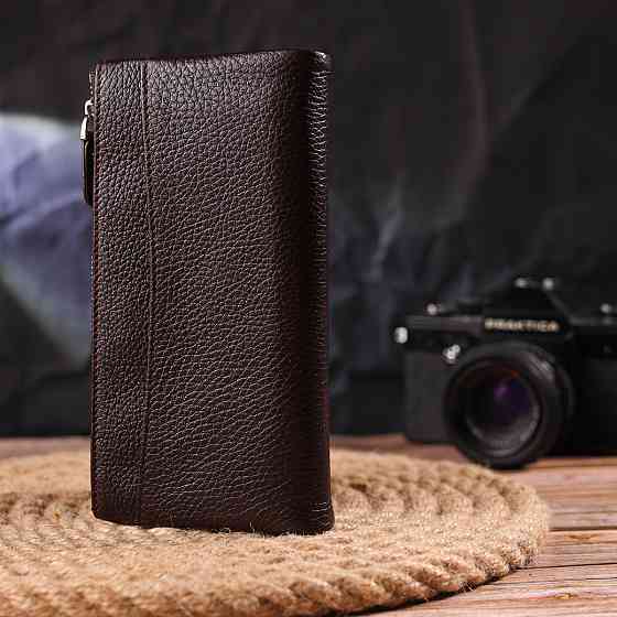 Практичный кошелек из натуральной зернистой кожи CANPELLINI 21632 Коричневый Киев