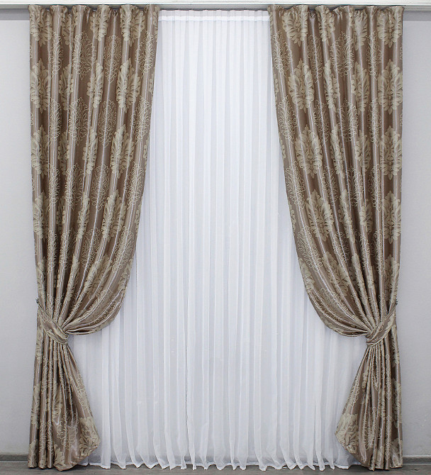 Двостороння тканина блекаут-софт, колекція "Корона" колір карамельний з бежевим 1280ш (А) Київ - фото 2