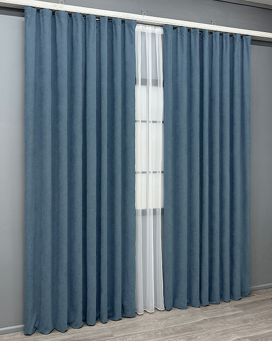 Комплект готових штор VR-Textil Мікровелюр Petek № 1489ш Сіро-блакитний 150х270 см 2 шт (33-0442) Київ - фото 12