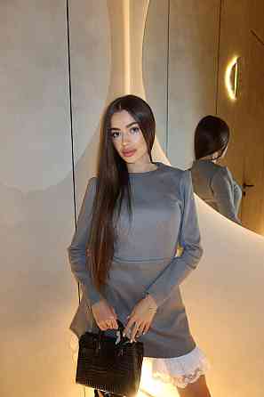 Женское приталенное платье с кружевом трикотаж Alex + хлопок Серый, 40/42 Одесса