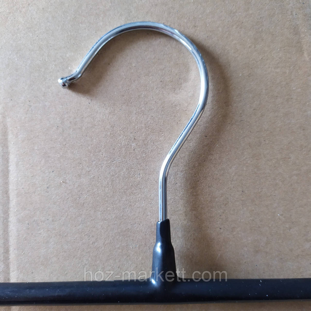 Плічка вішалки (тремпеля) брючні хромовані в силіконі з прищіпками чорні 35 см 10 шт. в уп Харків - фото 3