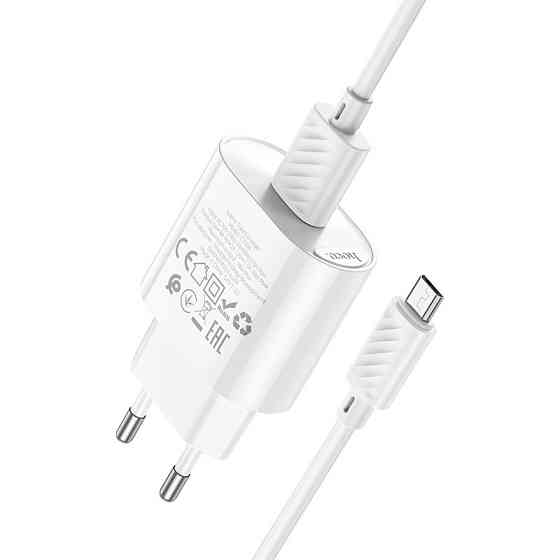 Мережевий зарядний пристрій з кабелем HOCO C109A Fighter single port QC3.0 charger set(Micro) White Київ