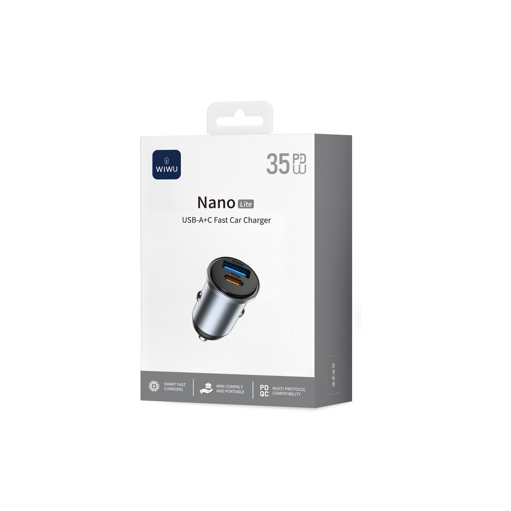 Автомобільний зарядний пристрій WIWU 35W Nano Lite A+C Fast Car Charger Wi-CC030 Gray Одеса - фото 2