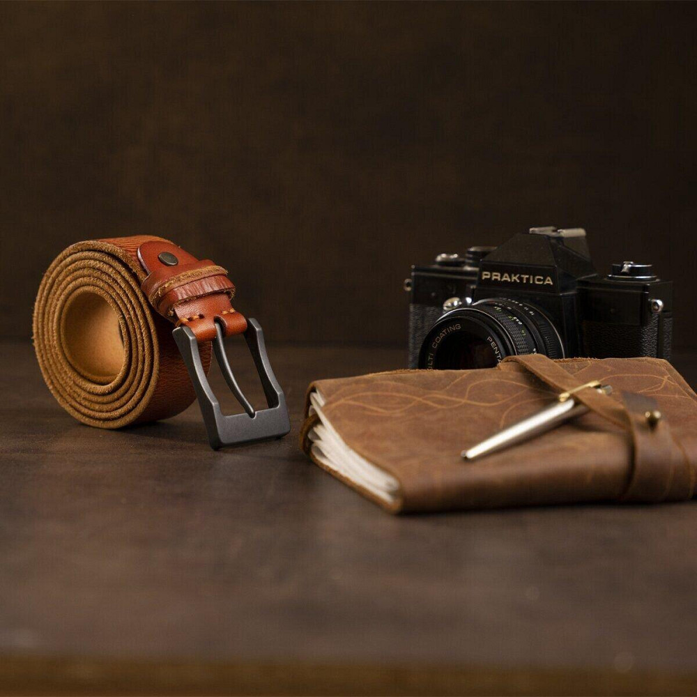 Ремень мужской Vintage 20071 Рыжий Киев - изображение 9