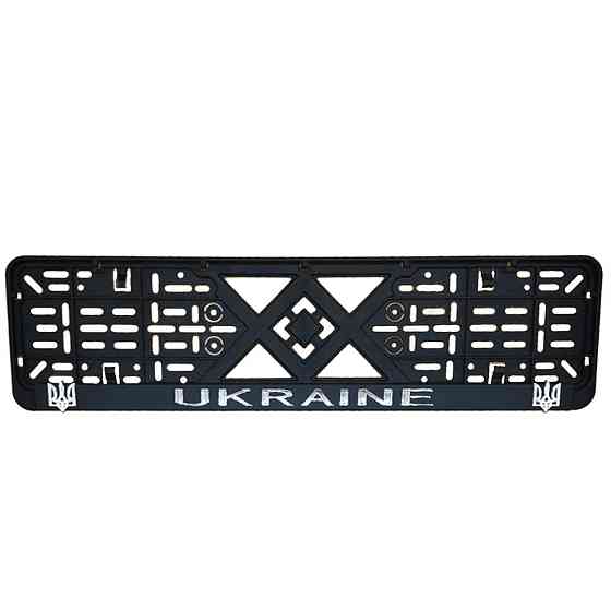 Рамка номерного знаку хром надпис Ukraine пластик чорна 1шт Київ