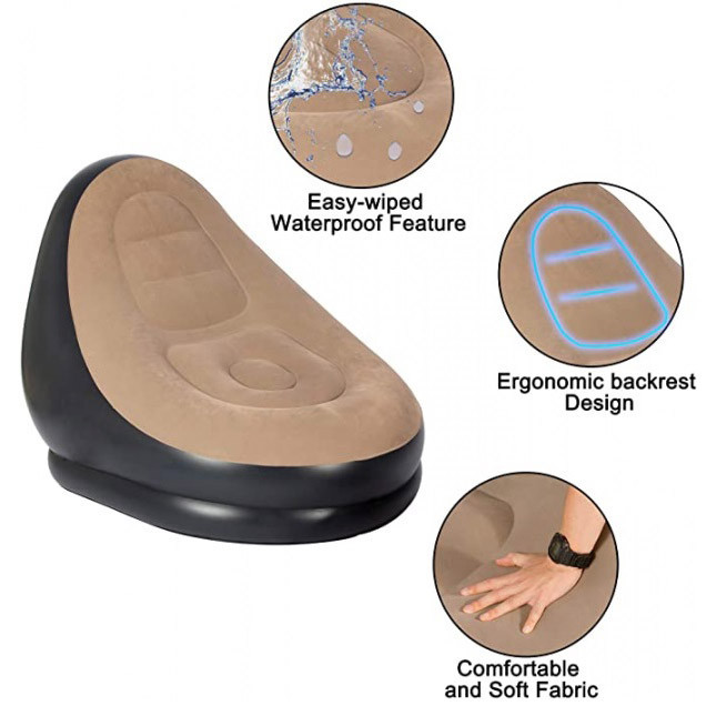 Надувное кресло с пуфом для отдыха AIR SOFA велюровое IQ-41 Киев - изображение 3