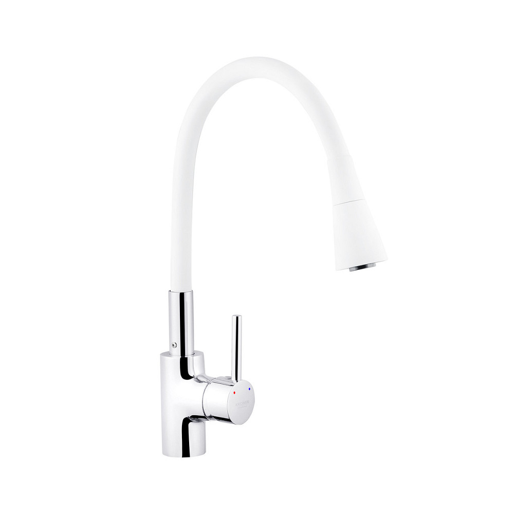 Змішувач для кухні з гнучким виливом Kroner KRP Küche - C031WHI білий/хром Київ - фото 1