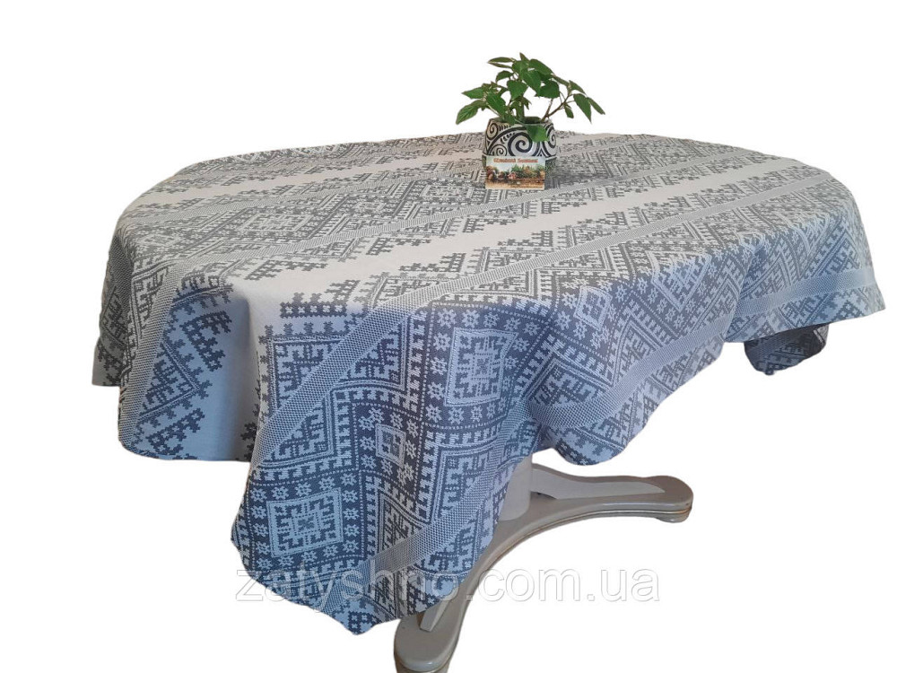 Вишита скатертина сіра вишивка Київ - фото 1