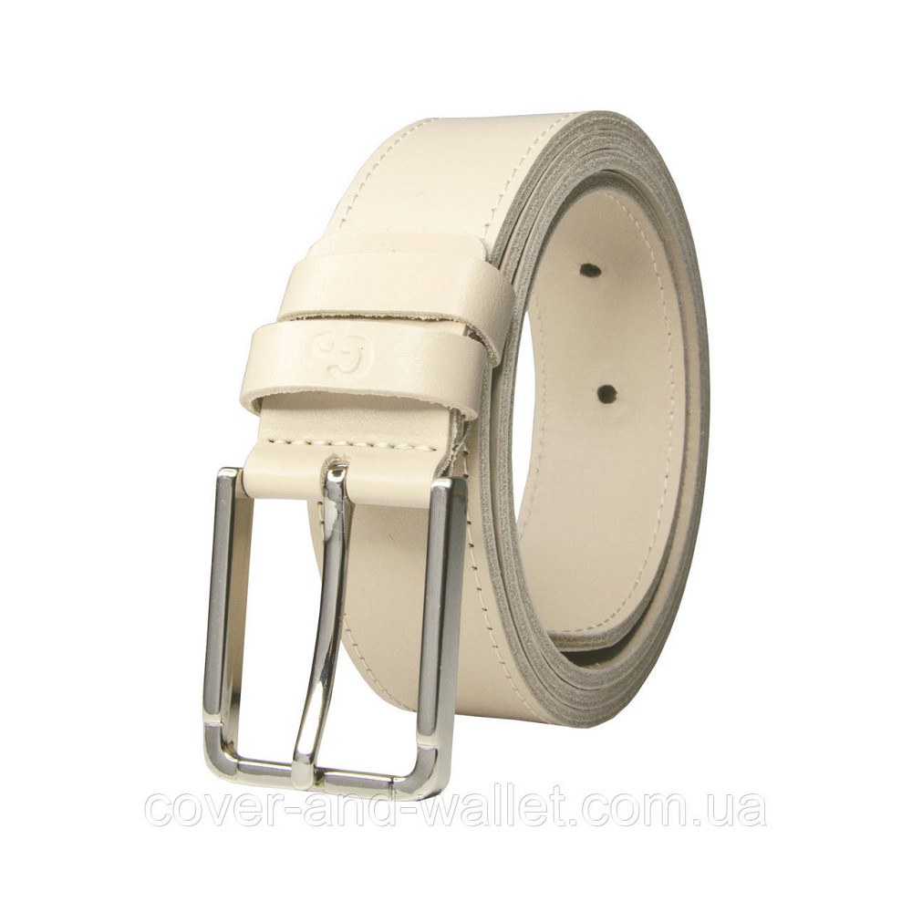Широкий жіночий ремінь бежевого кольору з натуральної шкіри 35мм Puos Київ - фото 2