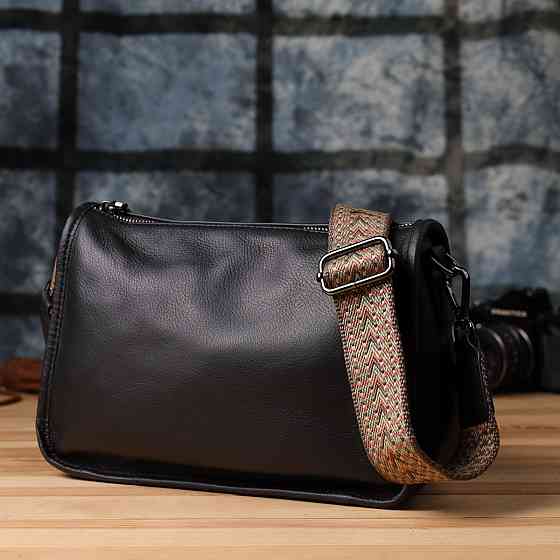 Сумка на плече з натуральної шкіри Vintage 23001 Чорний Київ